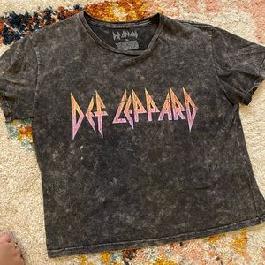 Vintage Acid Wash Def Leppard Crop Top
